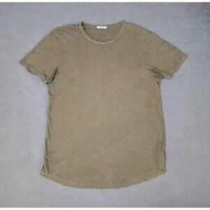 Buck Mason Men's Shirt Sz (XL) Olive Green Slub Curved Hem Crewneck Relaxed Fit